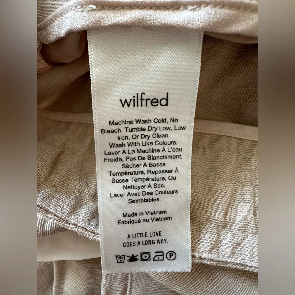 Wilfred Khaki Linen Roll Bottom Pants- size 4